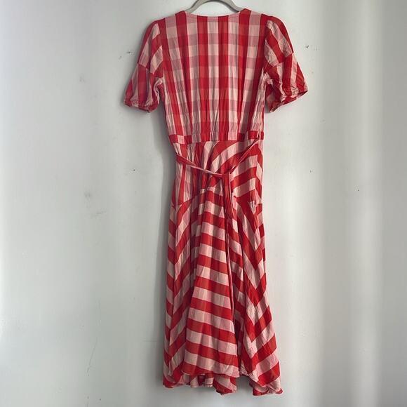 LOFT picnic plaid short sleeve fit & flared wrap dress sz 2 - Picture 10 of 10